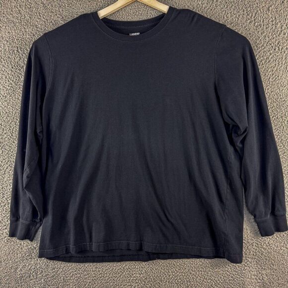 Lands End Super T Shirt Men XXL Black Athletic Casual Preppy Camp Outdoor Run Hi - Picture 1 of 10